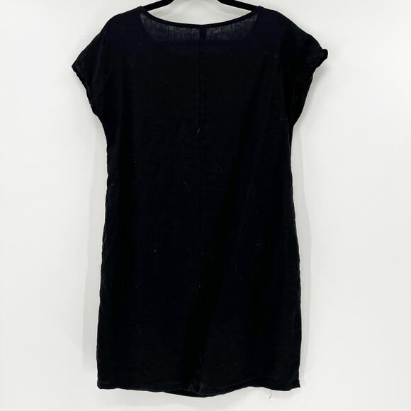 Anthropologie Amazhiyu Black 100% Linen Crew Neck Dress XS - Picture 3 of 5